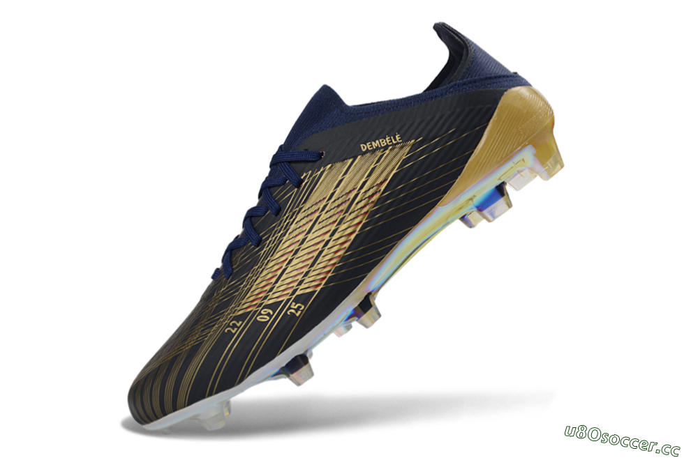 Unisex Dembélé x Adidas F50 Elite FG Firm Ground Low-Tops Football Boots - Navy/Champagne Gold/Light Prism 6