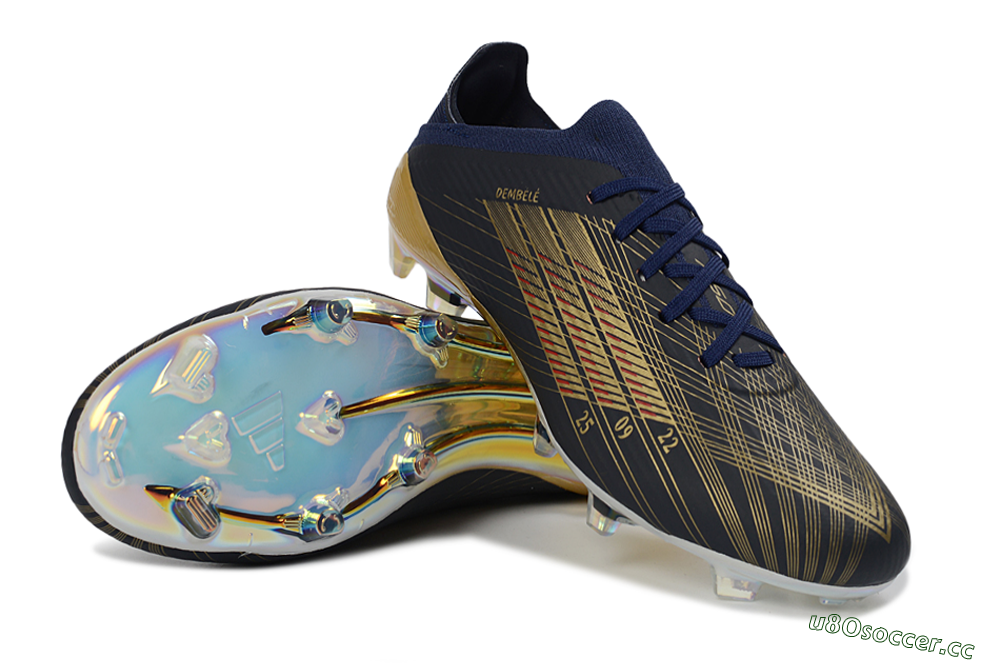 Unisex Dembélé x Adidas F50 Elite FG Firm Ground Low-Tops Football Boots - Navy/Champagne Gold/Light Prism 4