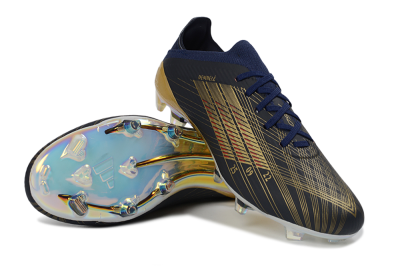 Unisex Dembélé x Adidas F50 Elite FG Firm Ground Low-Tops Football Boots - Navy/Champagne Gold/Light Prism