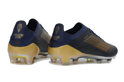 Unisex Dembélé x Adidas F50 Elite FG Firm Ground Low-Tops Football Boots - Navy/Champagne Gold/Light Prism