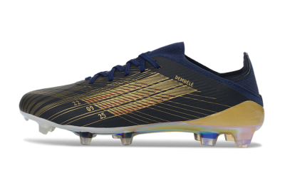 Unisex Dembélé x Adidas F50 Elite FG Firm Ground Low-Tops Football Boots - Navy/Champagne Gold/Light Prism