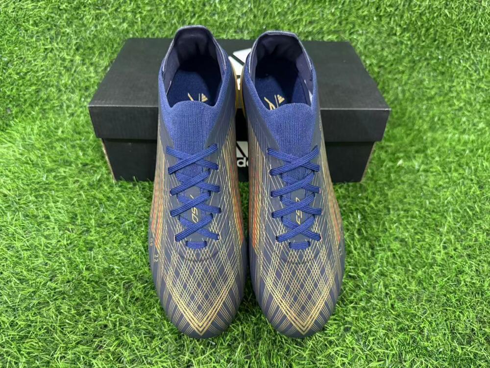 Unisex Dembélé x Adidas F50 Elite FG Firm Ground Low-Tops Football Boots - Navy/Champagne Gold/Light Prism