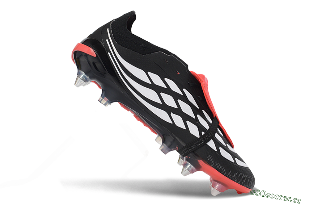 Men's Adidas Predator 26 Elite Fold-Over Tongue SG Soft Ground Low-Tops Football Boots - Black/Vibrant Red/Metallic Silver 4