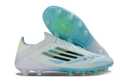 Men's Adidas F50 Elite AG Artificial Grass Low-Tops Football Boots - Blue/Aqua Breeze/Neon Yellow