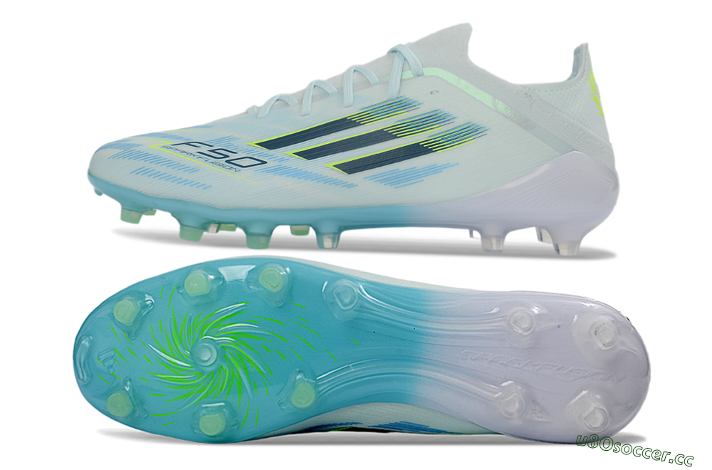 Men's Adidas F50 Elite AG Artificial Grass Low-Tops Football Boots - Blue/Aqua Breeze/Neon Yellow 1