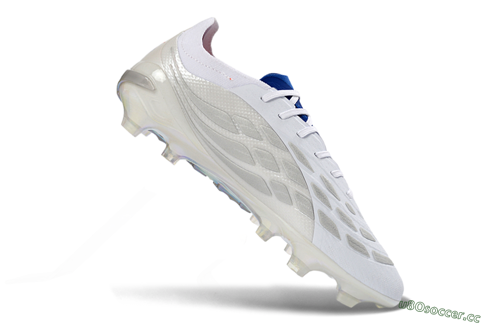 Unisex Adidas Predator 26 Elite FG Firm Ground Low-Tops Football Boots - White/Electric Blue/Silver 4