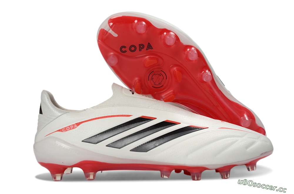 Men's Adidas Copa Pure 4 FG Firm Ground Low-Tops Football Boots - White/Crimson/Black 2