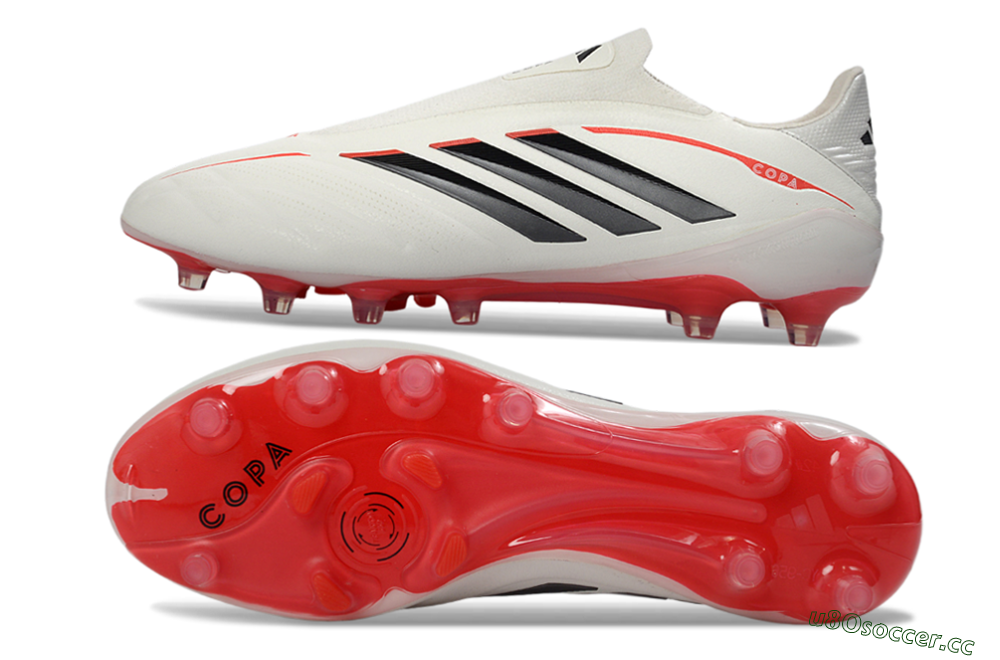 Men's Adidas Copa Pure 4 FG Firm Ground Low-Tops Football Boots - White/Crimson/Black 1