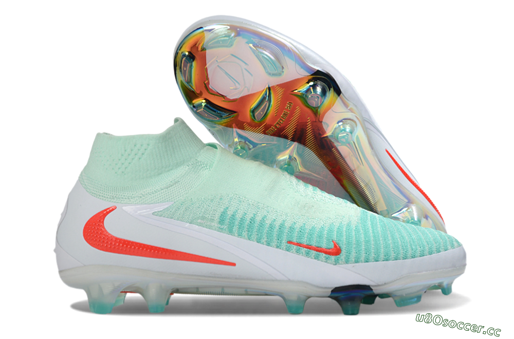 Unisex Nike Phantom 6 Elite High FG Firm Ground High-Tops Football Boots - Aqua/Coral Burst/Luminous White 2