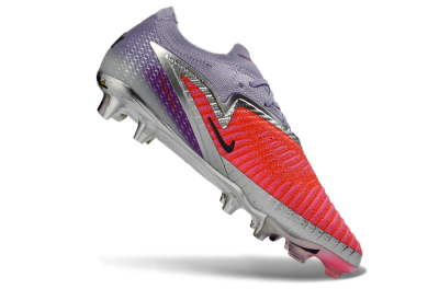 Unisex Nike Phantom 6 Elite Low FG Firm Ground Low-Tops Football Boots - Pink/Vibrant Coral/Metallic Silver