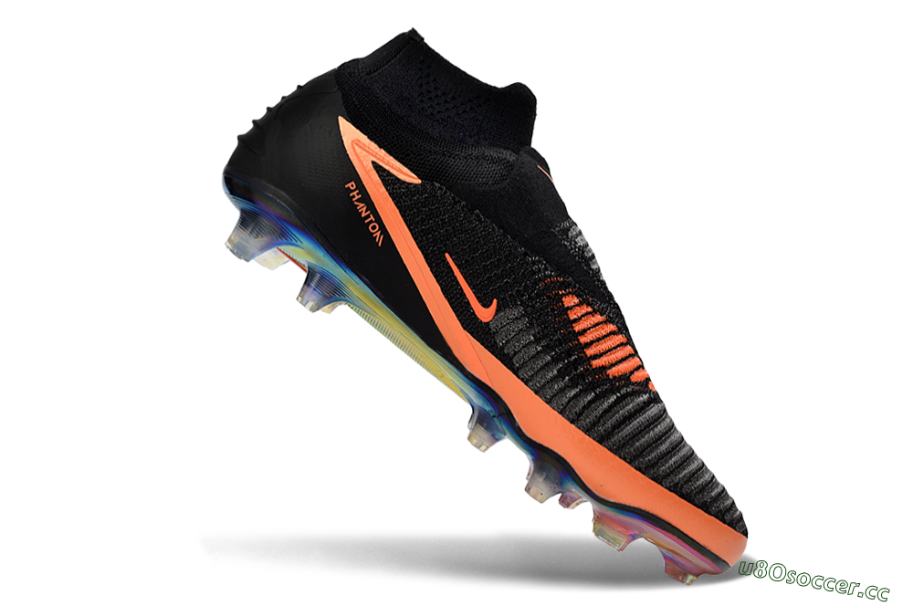 Unisex Nike Phantom 6 Elite High FG Firm Ground High-Tops Football Boots - Black/Vibrant Orange/Rainbow Gradient 4