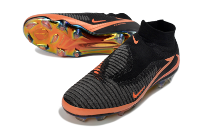 Unisex Nike Phantom 6 Elite High FG Firm Ground High-Tops Football Boots - Black/Vibrant Orange/Rainbow Gradient