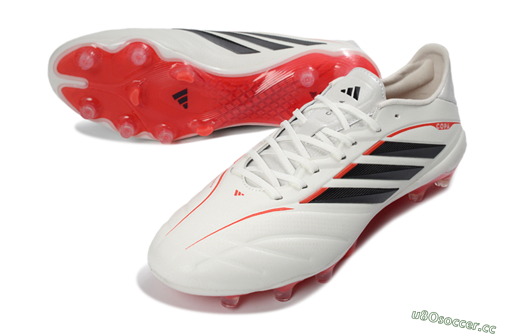 Men's Adidas Copa Pure 4 FG Firm Ground Low-Tops Football Boots - White/Crimson Red/Black 3
