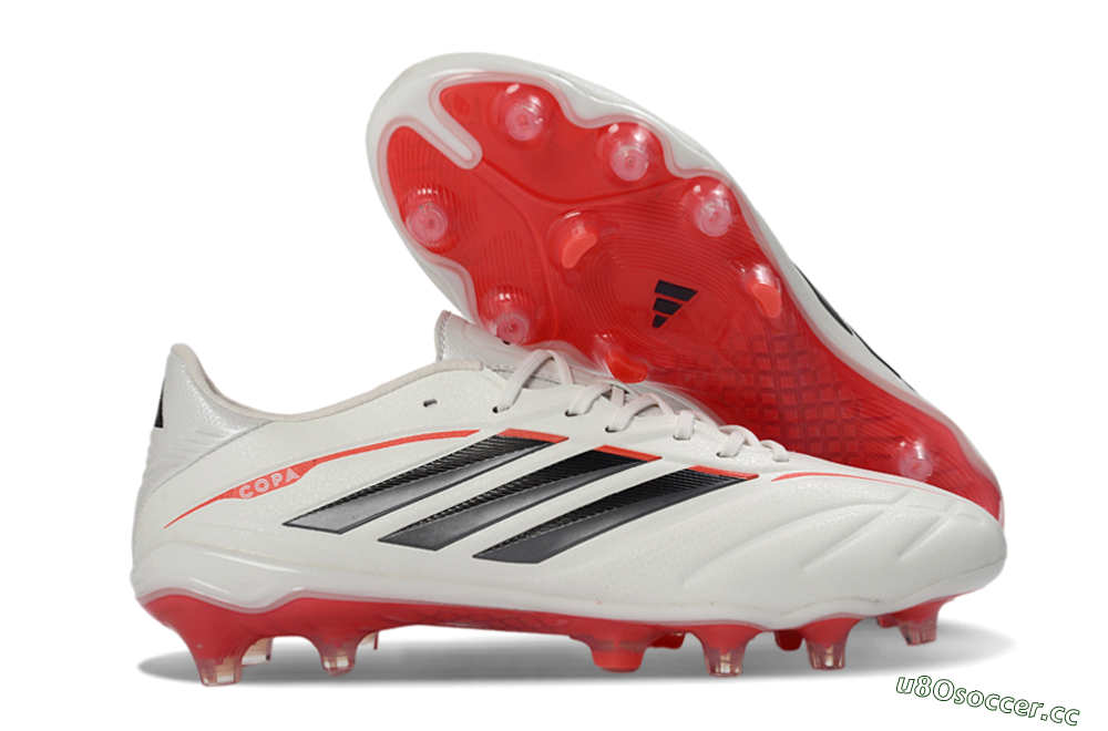 Men's Adidas Copa Pure 4 FG Firm Ground Low-Tops Football Boots - White/Crimson Red/Black 2