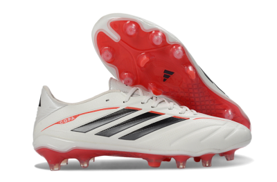 Men's Adidas Copa Pure 4 FG Firm Ground Low-Tops Football Boots - White/Crimson Red/Black