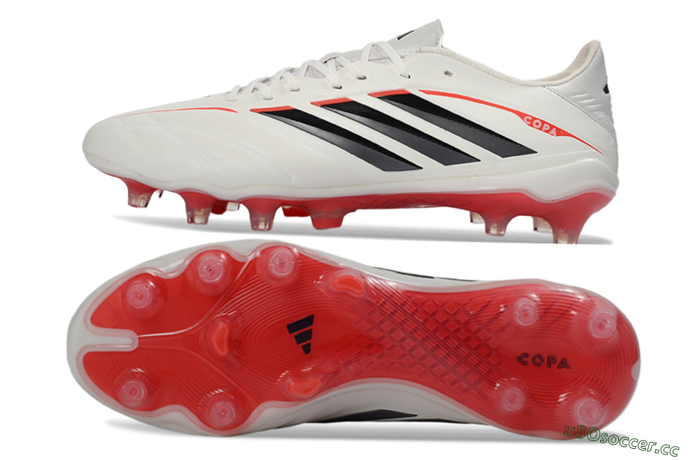 Men's Adidas Copa Pure 4 FG Firm Ground Low-Tops Football Boots - White/Crimson Red/Black 1
