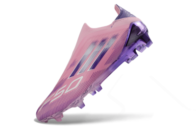 Men's Adidas F50 Elite Laceless FG Firm Ground Low-Tops Football Boots - Pink/Lavender Mist/Purple Haze