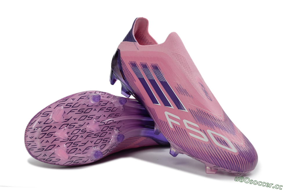 Men's Adidas F50 Elite Laceless FG Firm Ground Low-Tops Football Boots - Pink/Lavender Mist/Purple Haze 3
