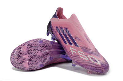 Men's Adidas F50 Elite Laceless FG Firm Ground Low-Tops Football Boots - Pink/Lavender Mist/Purple Haze