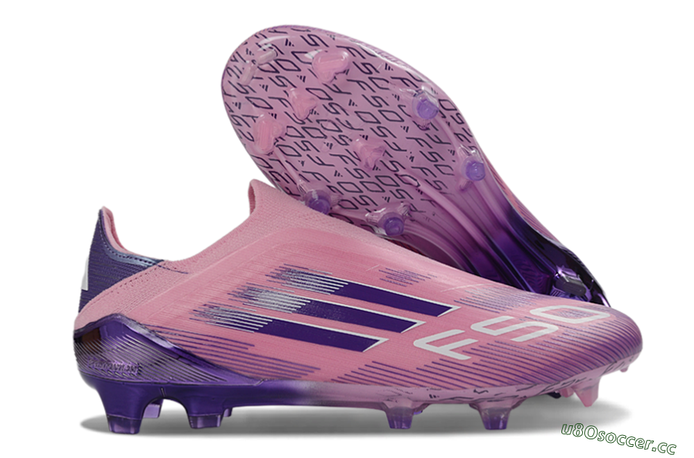 Men's Adidas F50 Elite Laceless FG Firm Ground Low-Tops Football Boots - Pink/Lavender Mist/Purple Haze 2