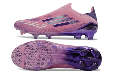 Men's Adidas F50 Elite Laceless FG Firm Ground Low-Tops Football Boots - Pink/Lavender Mist/Purple Haze