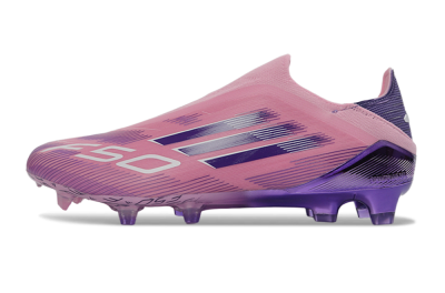 Men's Adidas F50 Elite Laceless FG Firm Ground Low-Tops Football Boots - Pink/Lavender Mist/Purple Haze