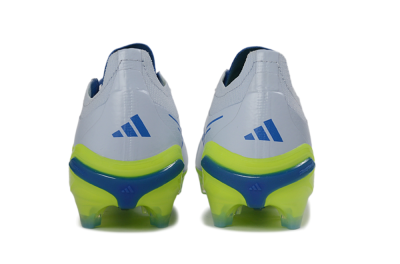 Unisex Adidas Predator 26 Elite FG Firm Ground Low-Tops Football Boots - Gray/Electric Green/Navy Blue
