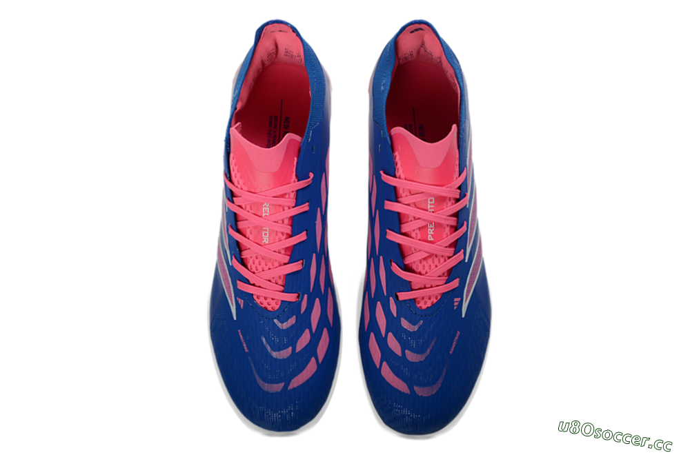 Unisex Adidas Predator 26 Elite FG Firm Ground Low-Tops Football Boots - Blue/Electric Blue/Fusion Pink 4