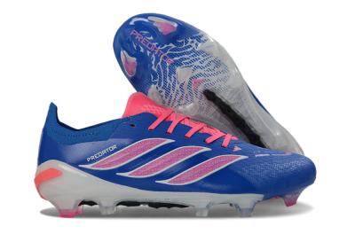 Unisex Adidas Predator 26 Elite FG Firm Ground Low-Tops Football Boots - Blue/Electric Blue/Fusion Pink