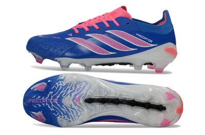 Unisex Adidas Predator 26 Elite FG Firm Ground Low-Tops Football Boots - Blue/Electric Blue/Fusion Pink