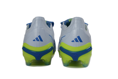 Unisex Adidas Predator 26 Elite Fold-Over Tongue FG Firm Ground Low-Tops Football Boots - Gray/Vibrant Blue/Bright Lime