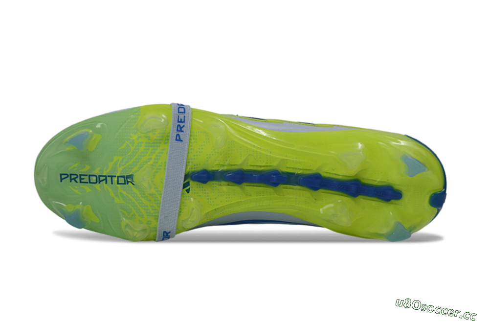 Unisex Adidas Predator 26 Elite Fold-Over Tongue FG Firm Ground Low-Tops Football Boots - Gray/Vibrant Blue/Bright Lime 6