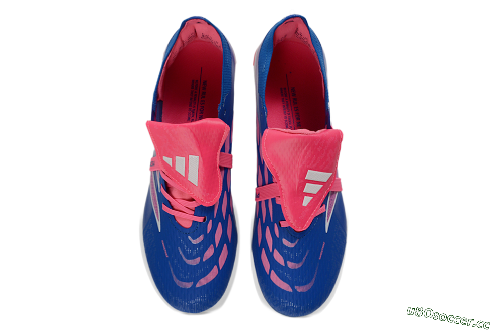 Unisex Adidas Predator 26 Elite Fold-Over Tongue FG Firm Ground Low-Tops Football Boots - Blue/Neon Pink/Sky Blue 4