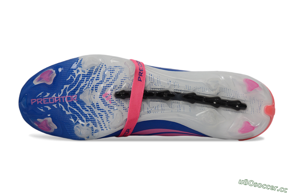 Unisex Adidas Predator 26 Elite Fold-Over Tongue FG Firm Ground Low-Tops Football Boots - Blue/Neon Pink/Sky Blue 6