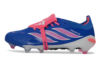 Unisex Adidas Predator 26 Elite Fold-Over Tongue FG Firm Ground Low-Tops Football Boots - Blue/Neon Pink/Sky Blue