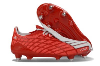 Men's Adidas F50 Spider Elite SG Soft Ground Low-Tops Football Boots - Red/Flame Red/Steel Gray