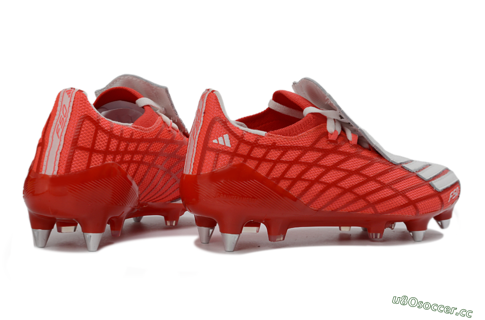 Men's Adidas F50 Spider Elite SG Soft Ground Low-Tops Football Boots - Red/Flame Red/Steel Gray 6