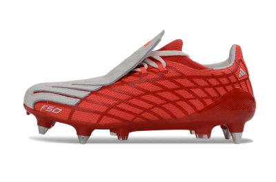 Men's Adidas F50 Spider Elite SG Soft Ground Low-Tops Football Boots - Red/Flame Red/Steel Gray
