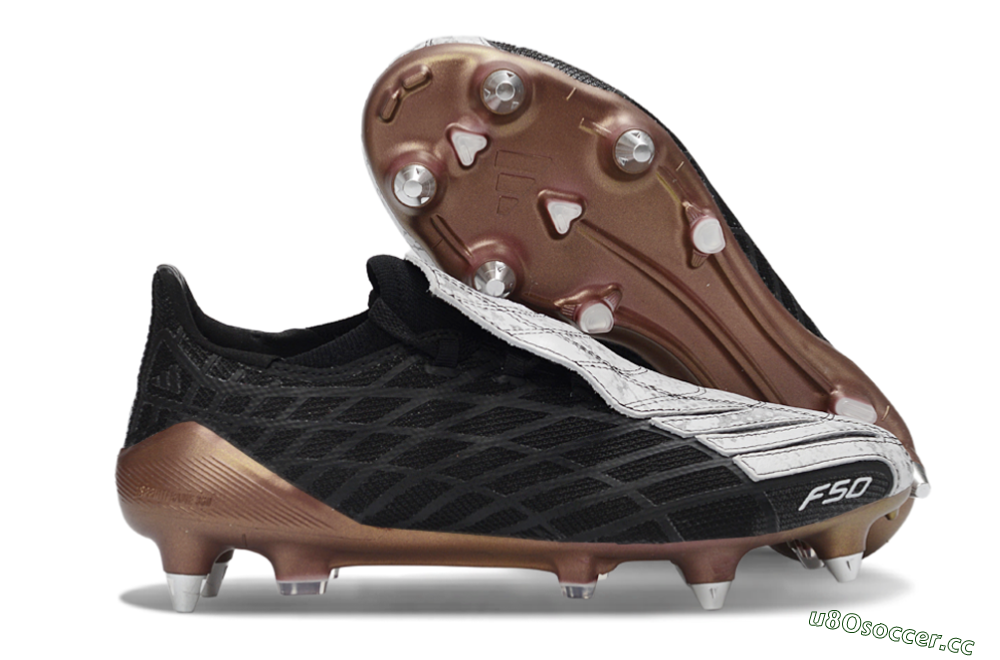 Men's Adidas F50 Spider Elite SG Soft Ground Low-Tops Football Boots - Black/Bronze/White 2