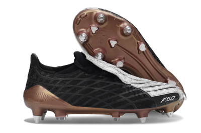 Men's Adidas F50 Spider Elite SG Soft Ground Low-Tops Football Boots - Black/Bronze/White