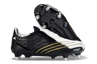 Men's Adidas F50 Spider Elite SG Soft Ground Low-Tops Football Boots - Black/Electric Gold/Classic White