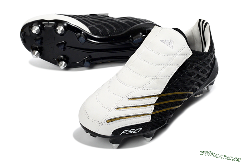 Men's Adidas F50 Spider Elite SG Soft Ground Low-Tops Football Boots - Black/Electric Gold/Classic White 3