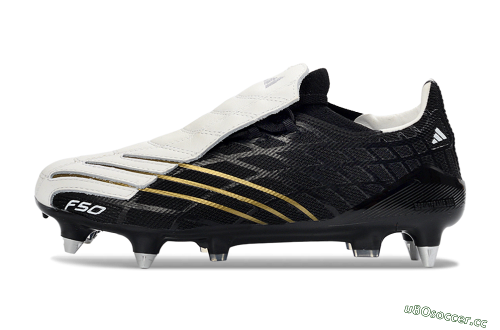 Men's Adidas F50 Spider Elite SG Soft Ground Low-Tops Football Boots - Black/Electric Gold/Classic White 0
