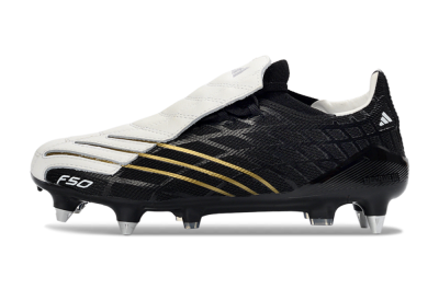Men's Adidas F50 Spider Elite SG Soft Ground Low-Tops Football Boots - Black/Electric Gold/Classic White