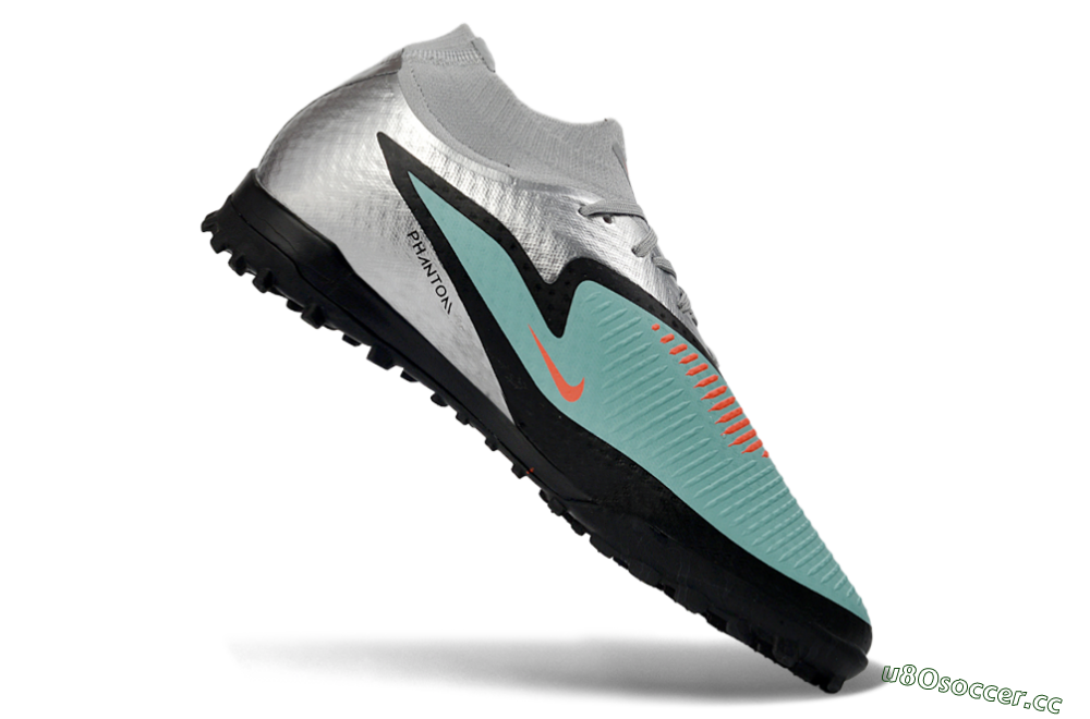 Unisex Nike Phantom 6 Elite High TF Artificial Turf High-Tops Football Shoes - Aqua/Coral/Black 4
