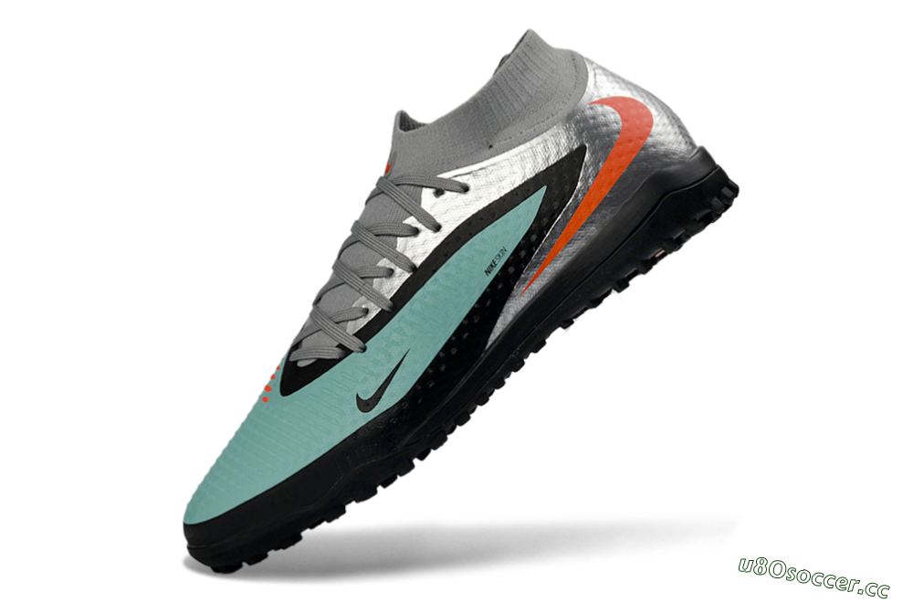 Unisex Nike Phantom 6 Elite High TF Artificial Turf High-Tops Football Shoes - Aqua/Coral/Black 5