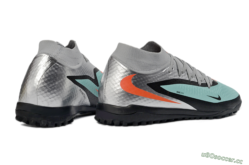Unisex Nike Phantom 6 Elite High TF Artificial Turf High-Tops Football Shoes - Aqua/Coral/Black 6