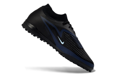 Unisex Nike Phantom 6 Elite High TF Artificial Turf High-Tops Football Shoes - Black/Midnight Blue/Sky Blue