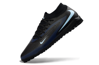 Unisex Nike Phantom 6 Elite High TF Artificial Turf High-Tops Football Shoes - Black/Midnight Blue/Sky Blue