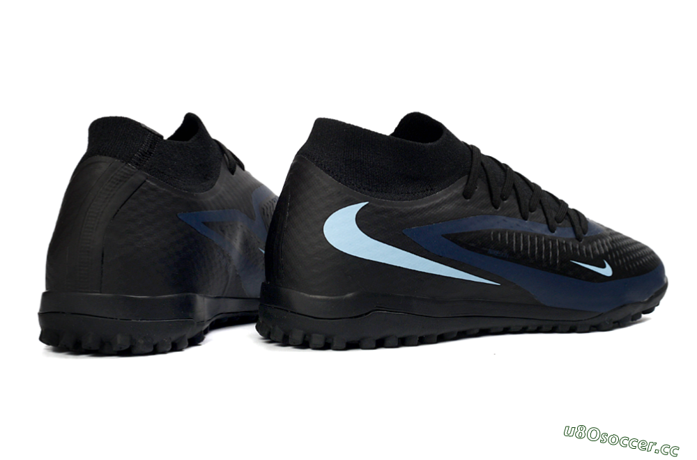 Unisex Nike Phantom 6 Elite High TF Artificial Turf High-Tops Football Shoes - Black/Midnight Blue/Sky Blue 6